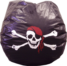 skull, crossbones, pirate, jolly roger, print, bean bag chair, beanbag