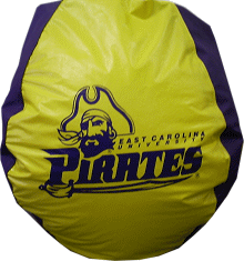 east carolina, pirates, bean bag chair, university