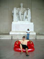 Red Inflatable Sofa at Lincoln Memorial